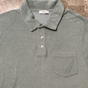 Reiss Polo Shirt Mens Small Green Seafoam Rainer Terry Cloth Towel Beach